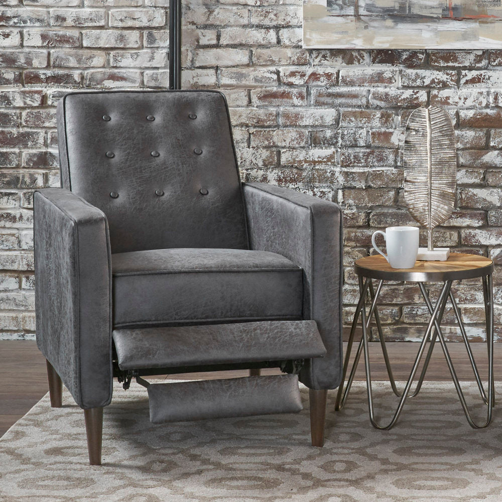 Fabric Recliner Chair Mid-Century Modern Recliner Pushback Single Recliner Sofa with Thicker Seat Cushion Tufted Upholstered Sofa with Wooden leg for Living Room Bedroom