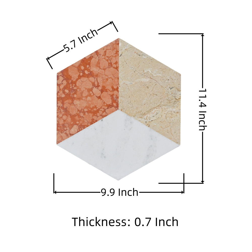 Hexagon Water-jet marble,White Gold Red 3 color, natural marble, for floor and wall,polished marble tile, natural stone, genuine marble, real marble, 1 box 12 pcs