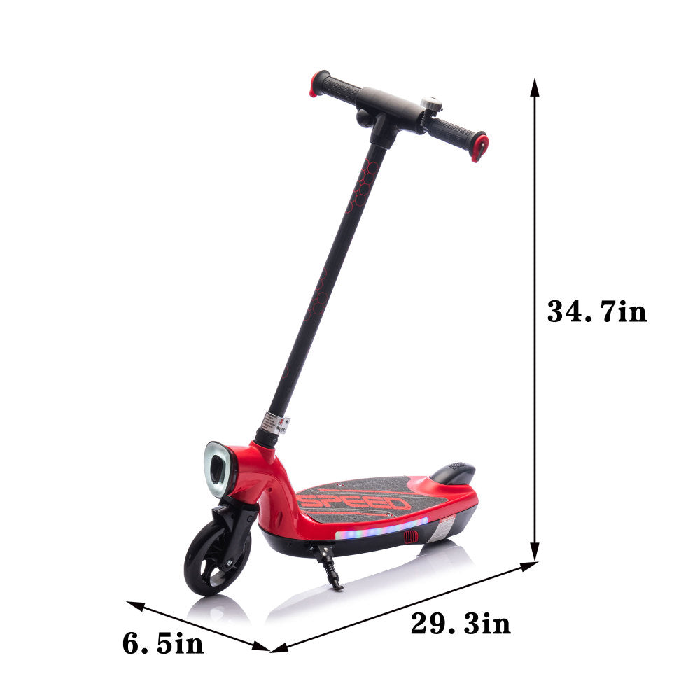 Kids Ride On Electric Scooter With Kickstand,Scooter Bell,Faster Speed And Longer Usage Time,Rear Brake,Wider Pedal,Non-Slip Handle,Colorful LED Lights,5.59-6.84 MPH For Kids 6+.