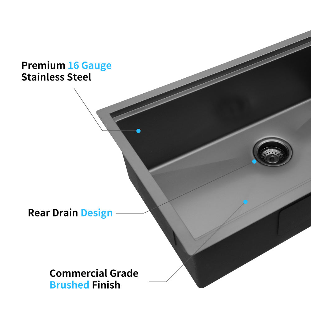 33x19x10"Undermount Single Bowl Stainless Steel Kitchen Sink with Workstation