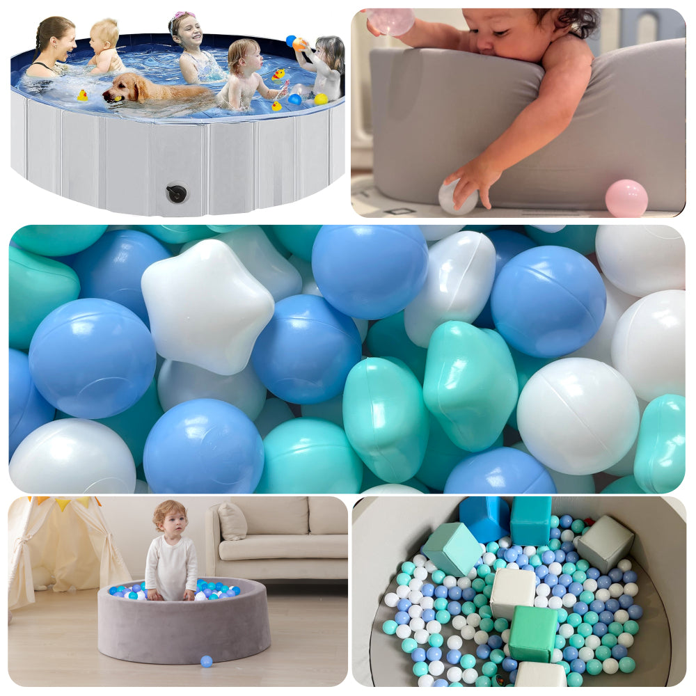 Ball Pit Star Balls 1000 Count for Kids, Colorful Phthalate Free BPA Free Baby Toddler Play Balls for Kids Toddlers - Safe, Crushproof, Lightweight, Durable Spheres-Blue&White