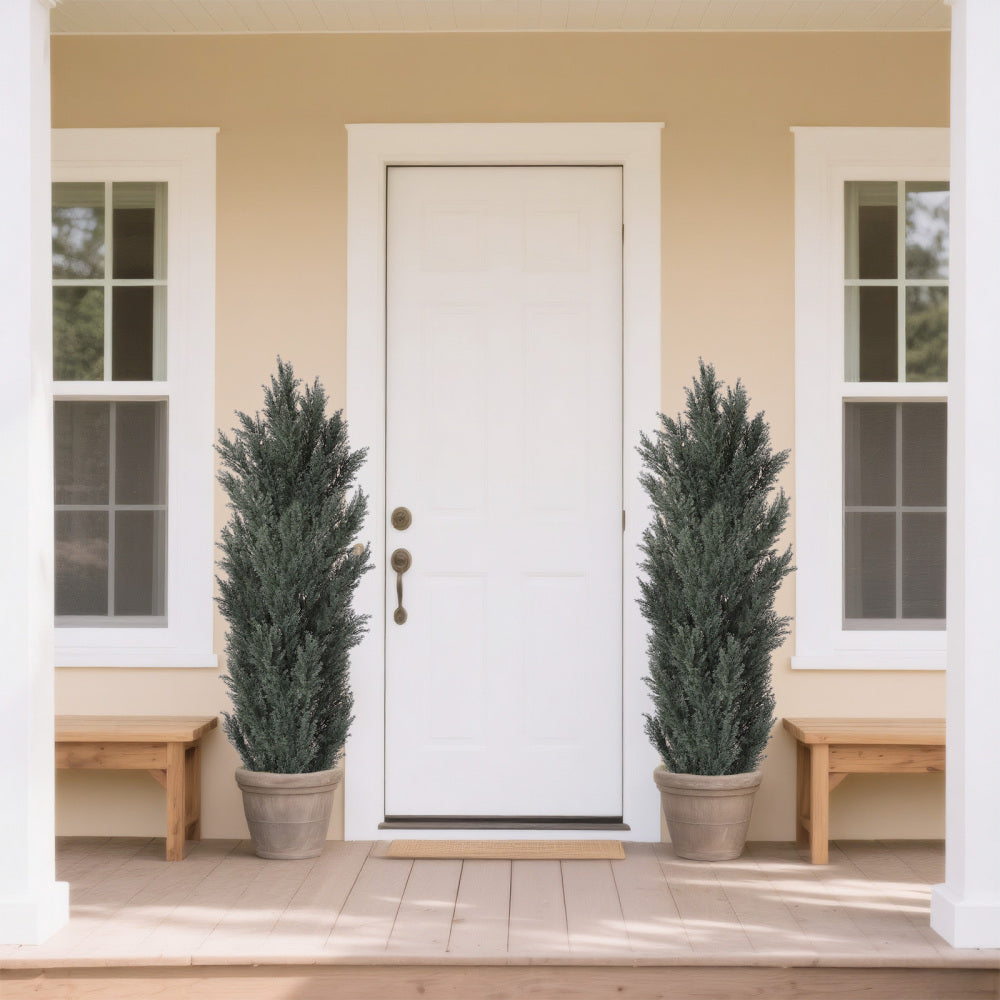 150cm Detachable Artificial Green Cypress Tree Realistic Tall Faux Plant for Indoor and Outdoor Decoration 2pcs/set