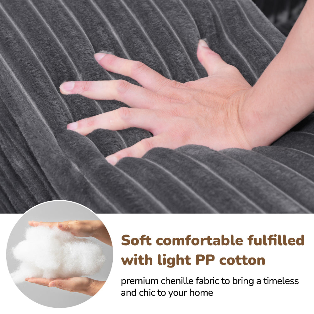 105" L-Shaped Modular Compression Sofa, Plush Upholstery, All-Foam Structure (No Springs), Vacuum-Packed, Space-Saving for Living Room, Bedroom, Apartment  (Left Chaise)