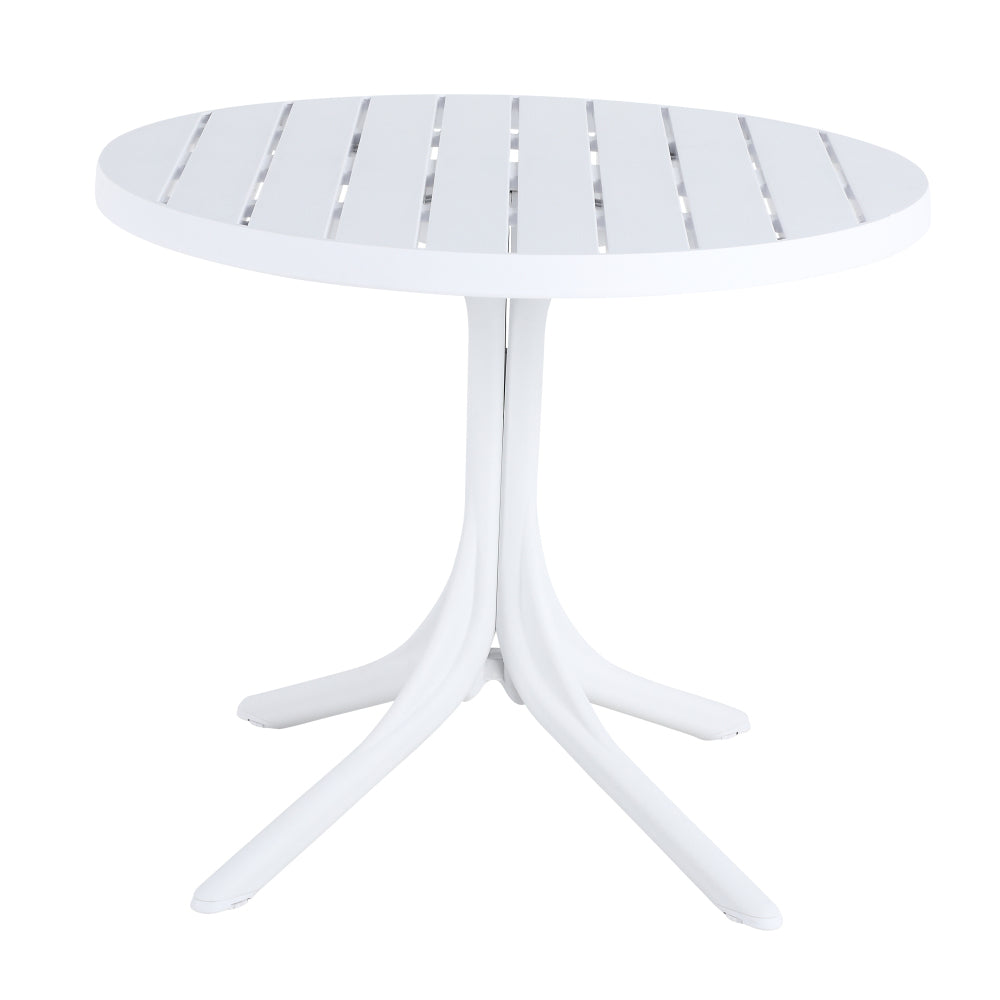 Modern White Round Plastic Table – 36 Inch Indoor/Outdoor Dining Table & Coffee Table, Lightweight Polypropylene All-Weather Patio Table for Garden, Courtyard, Kitchen, Camping (White)