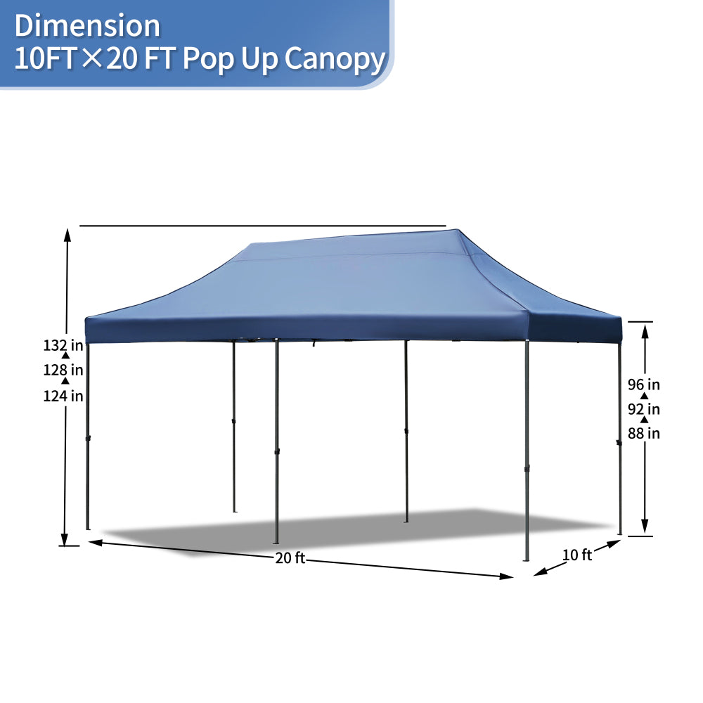 TREXM 10x20 Pop Up Canopy Tent with 6 Sidewalls, Heavy Duty Party Tent, UV and Waterproof Protection, 3 Height Adjustable Outdoor Canopy Tent with Roller Bag for Weddings, Events, and Beach, Navy
