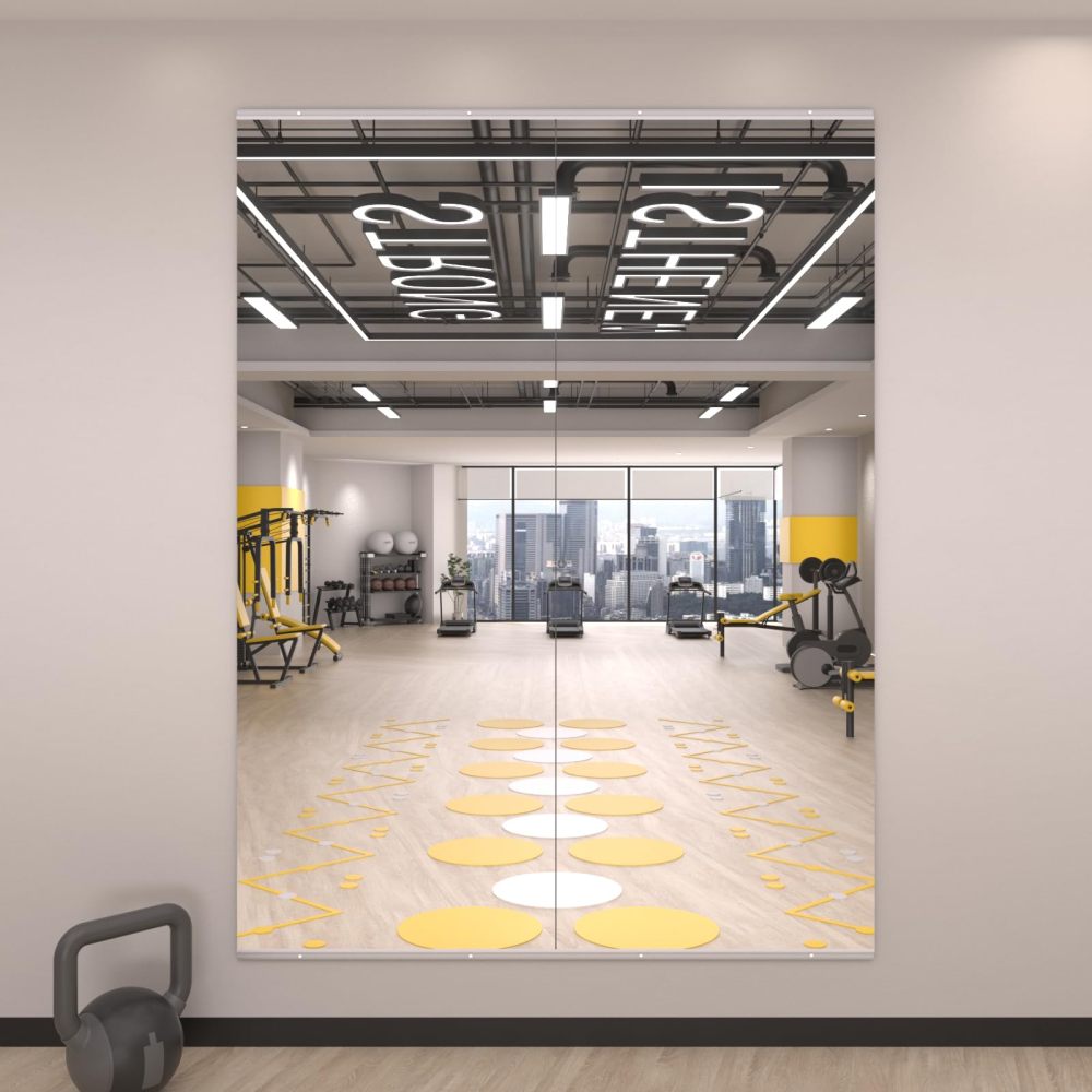 63x24 Inch 2-Pack Modern Home Gym Mirror, Wall-Mounted, Framed, Silver