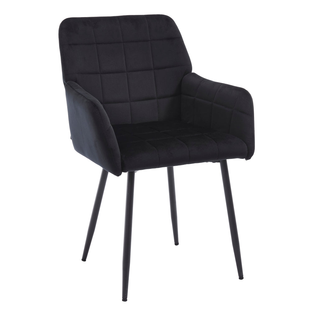 Dining Chairs Set of 2, Upholstered Kitchen Chairs with Comfortable Seat, velvet Dining Chairs with Armrests, Easy to Assemble and Clean, for Dining Room, Kitchen, Living Room,Black