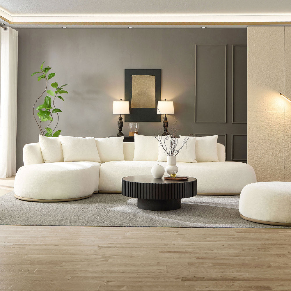 134.63" Oversize Sectional Couch with L-Shape Chaise, Modern Upholstered Sofa with Deep Seat for Living Room, No Assembly Required, Beige