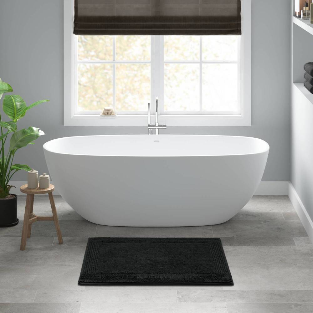 100% Cotton Tufted 3000 GSM Reversible Bath Rug Charcoal 21x34"