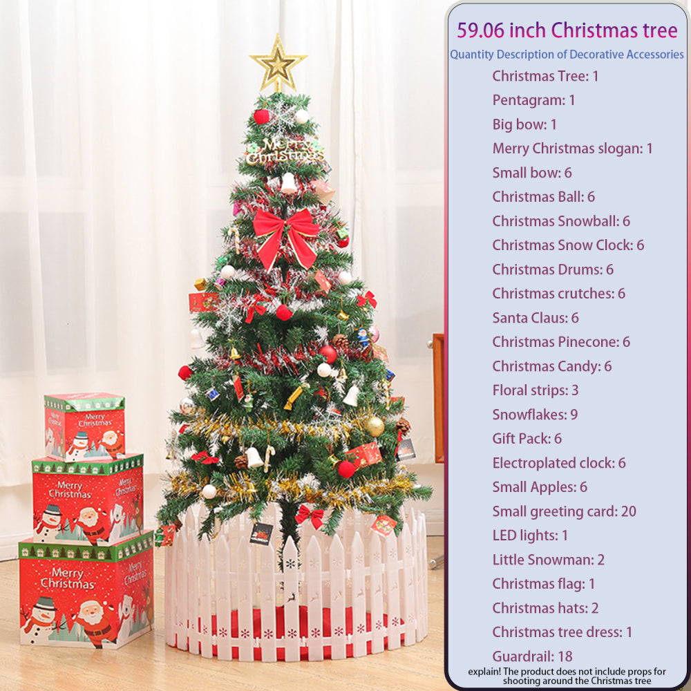 5ft artificial Christmas tree with LED energy-saving lights, including 109 pendant tree skirts and guardrails