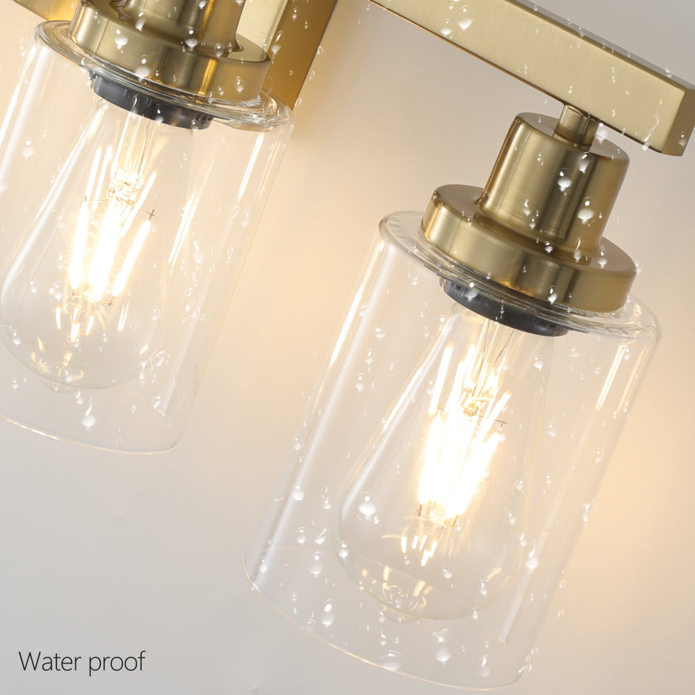 24" Golden 4-Light Vanity Light with Clear Glass Shades, Modern Iron Metal Bathroom Wall Fixture for Mirror, Ideal for Bathroom and Dressing Table (No Bulbs)