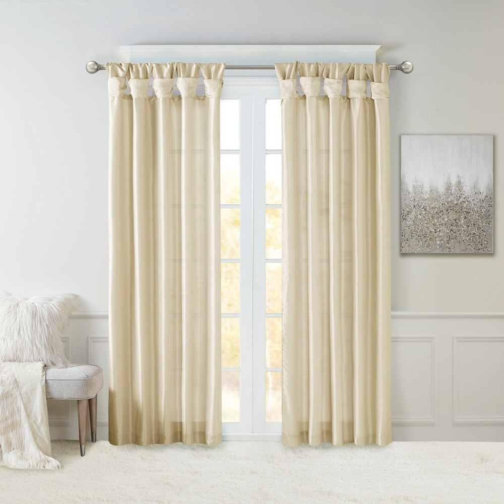 Twist Tab Lined Window Curtain Panel Pewter 50x120"