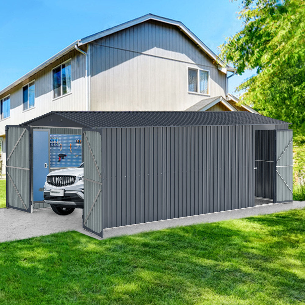 Outdoor Storage Shed 20x13 FT, Metal Garden Shed Backyard Utility Tool House Building with 2 Doors and 4 Vents for Car,Truck,Bike, Garbage Can,Tool,Lawnmower