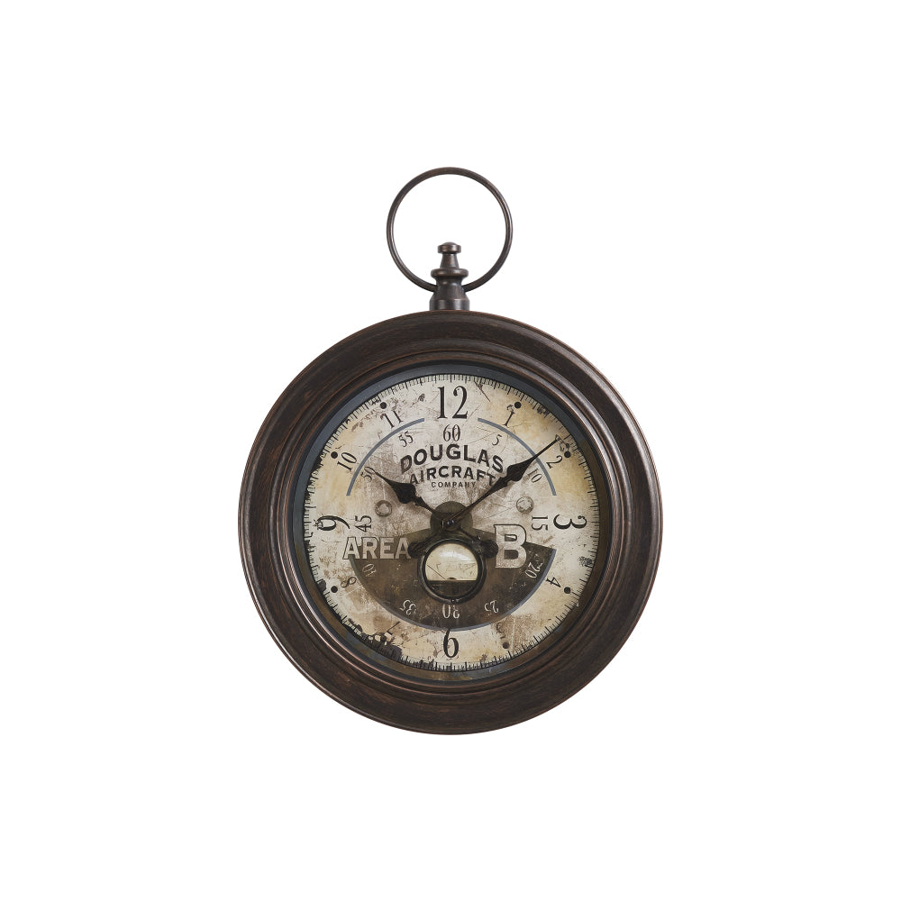 Clocks, 18" Round, Wall Clock, Antique Brown, Traditional