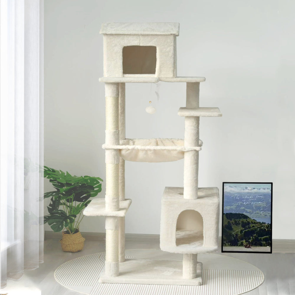 63 Inches Multi-Level Large Cat Tree beige