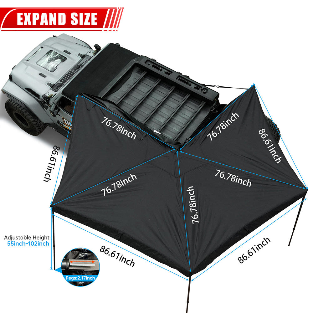 Overland 270 Degree Awning House Tent for Driver Side, Only Top Awning  Not Include Side wall