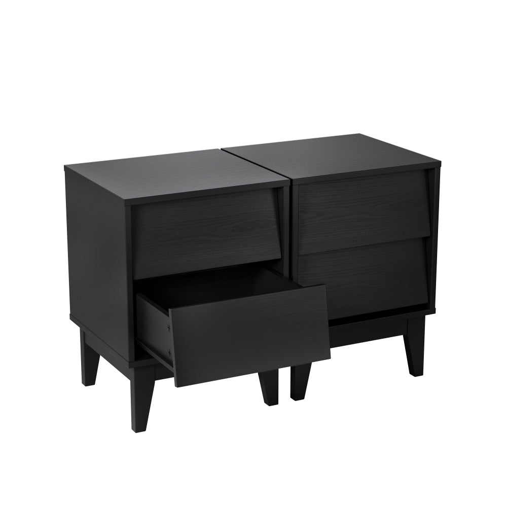 2 Set Nightstands Features Vintage-style and Bevel Design, Made of MDF, Mid Century Modern Nightstand, Night Stand for Bedroom
