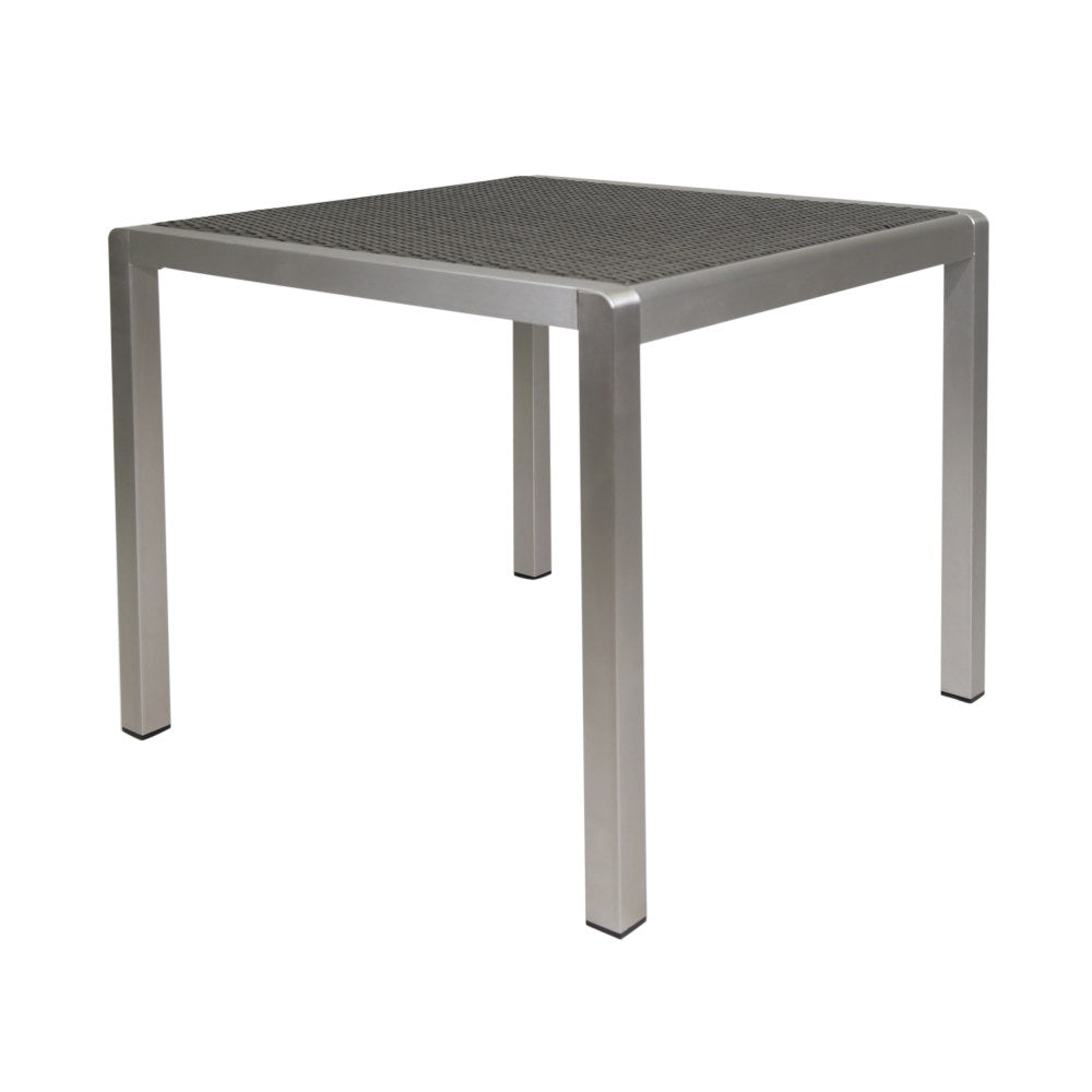 Outdoor Dining Table - Anodized Aluminum - Wicker Table Top - Square - Silver and Gray - 35"