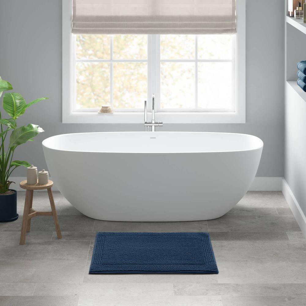 100% Cotton Tufted 3000 GSM Reversible Bath Rug Charcoal 21x34"