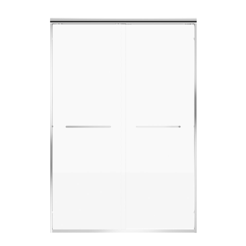 60" W x 72" H Chrome Aluminum Frame Double Sliding Shower Door with 1/4" (6mm) Nano-Coated Clear Tempered Glass and Dual Stainless Steel Handles