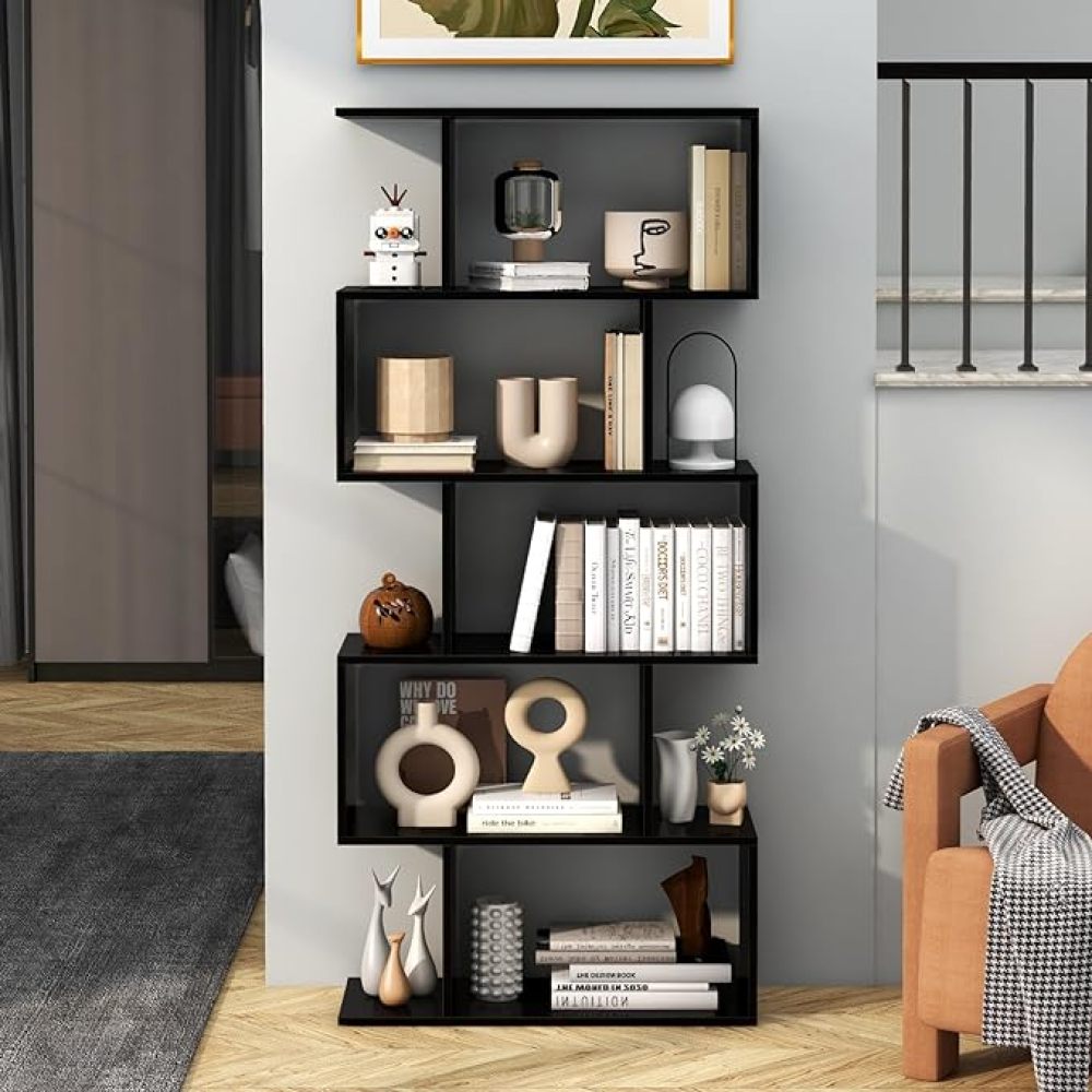 Five layer simple household black bookshelf