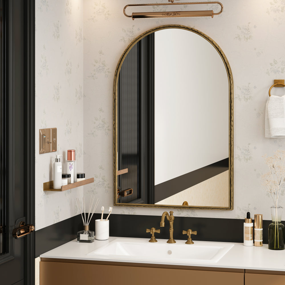 Arched Mirror,Wall Mirror for Bathroom,Vanity Mirror or Wall Decor Arch Mirror for LivingRoom Bedroom Entryway,Gold