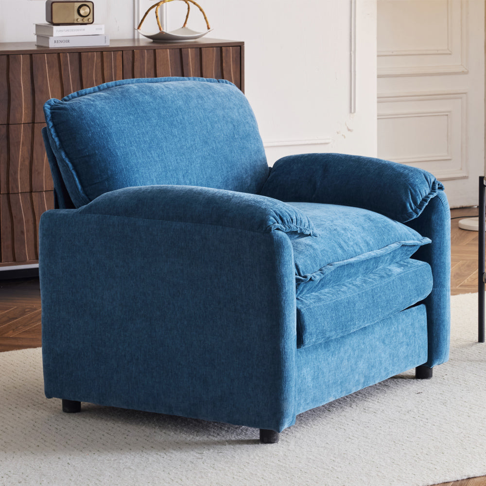 38" Oversized Chenille Lounge Chair - Plush Reading Armchair with Thick Comfort Cushions, High Back Support & Wide Seat, Perfect Accent Chair for Modern Living Room, Cozy Bedroom, Compact Office, Dorm