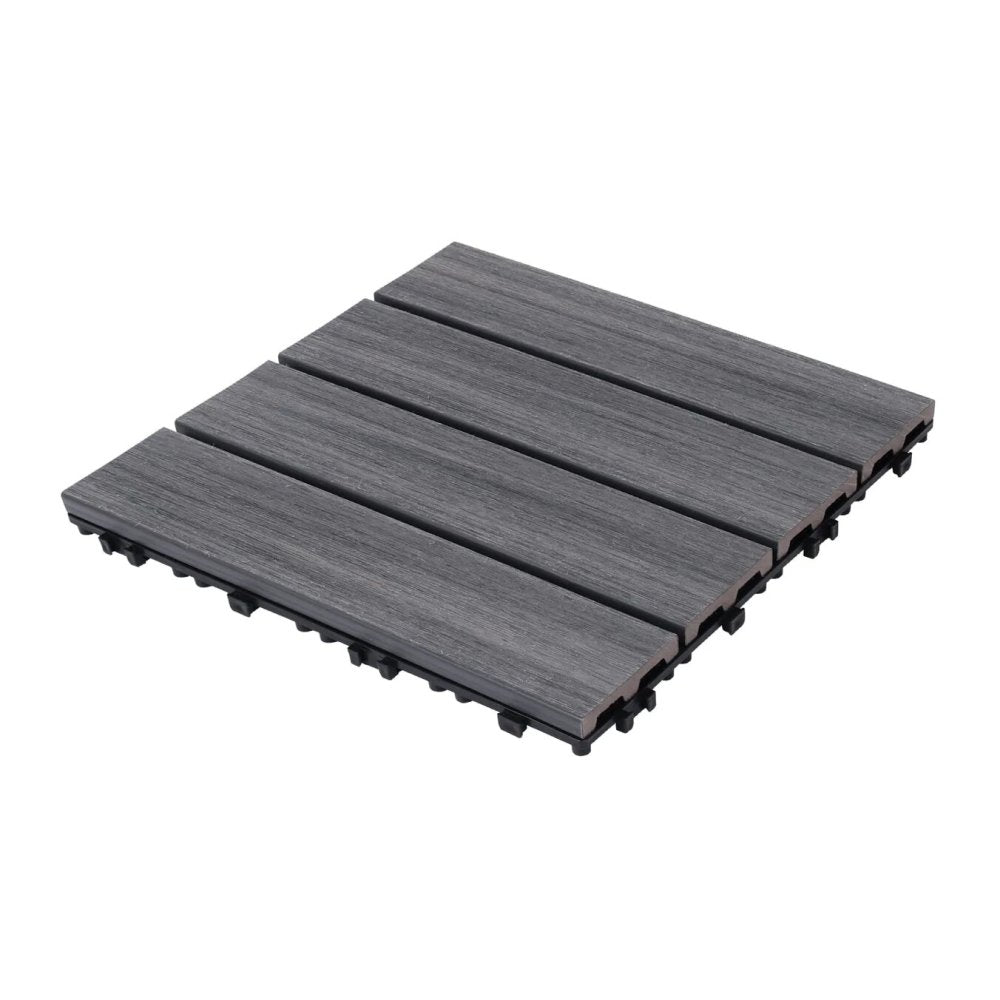 Patio Floor Tiles Pack of 22  WPC Wood-Plastic Composite Patio Deck Tiles DIY Interlocking Decking Tiles, Quick Deck Floor Tile, Court Tile, Water Resistant Indoor Outdoor -11.8" ASH