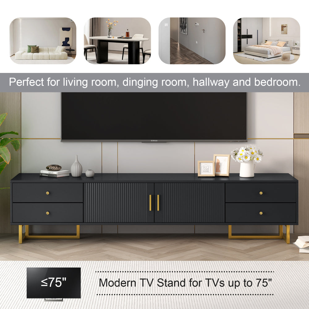 U-Can TV Stand for 65+ Inch TV, Entertainment Center TV Media Console Table, Modern TV Stand with Storage, TV Console Cabinet Furniture for Living Room(OLD SKU: WF530740AAB)
