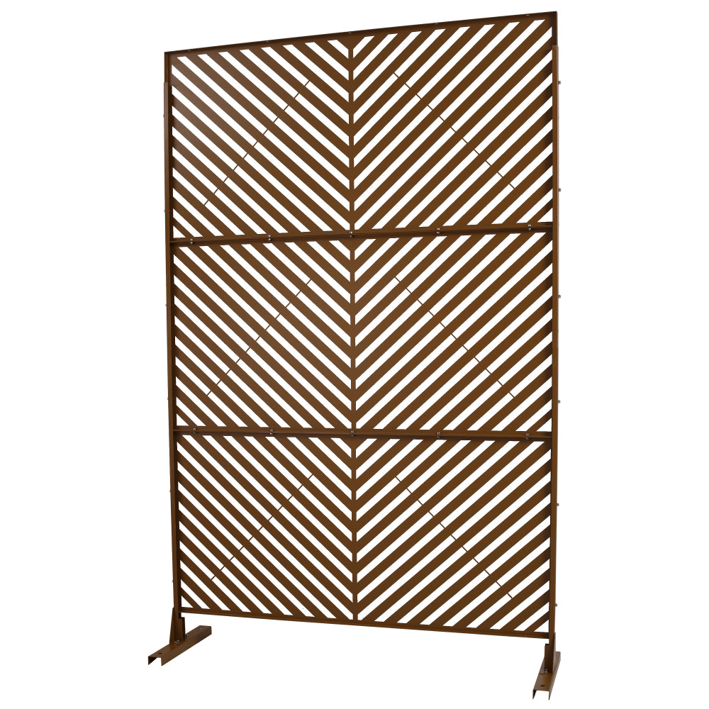 Outdoor & Indoor Privacy Screen Metal Privacy Screen 76" H×48" W, Freestanding Decorative Privacy Screen for Deck Balcony Patio, Privacy Fence Panels for Outside Lawn Garden PS113 BROWN