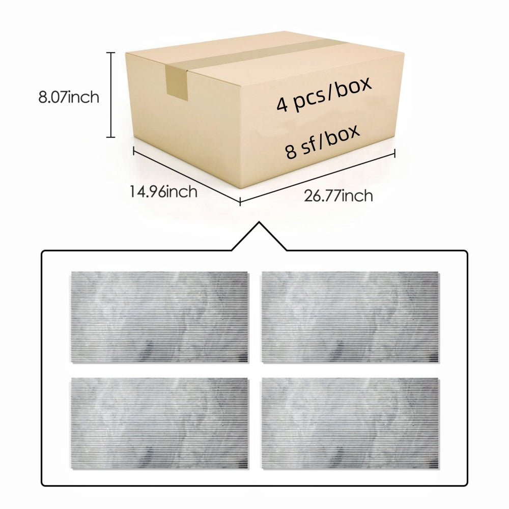 12*24 Carrara Marble, Gray marble, natural marble, for wall, OL textured finished, 3D fluted marble, natural stone, genuine marble, real marble, 1 box 4 pcs
