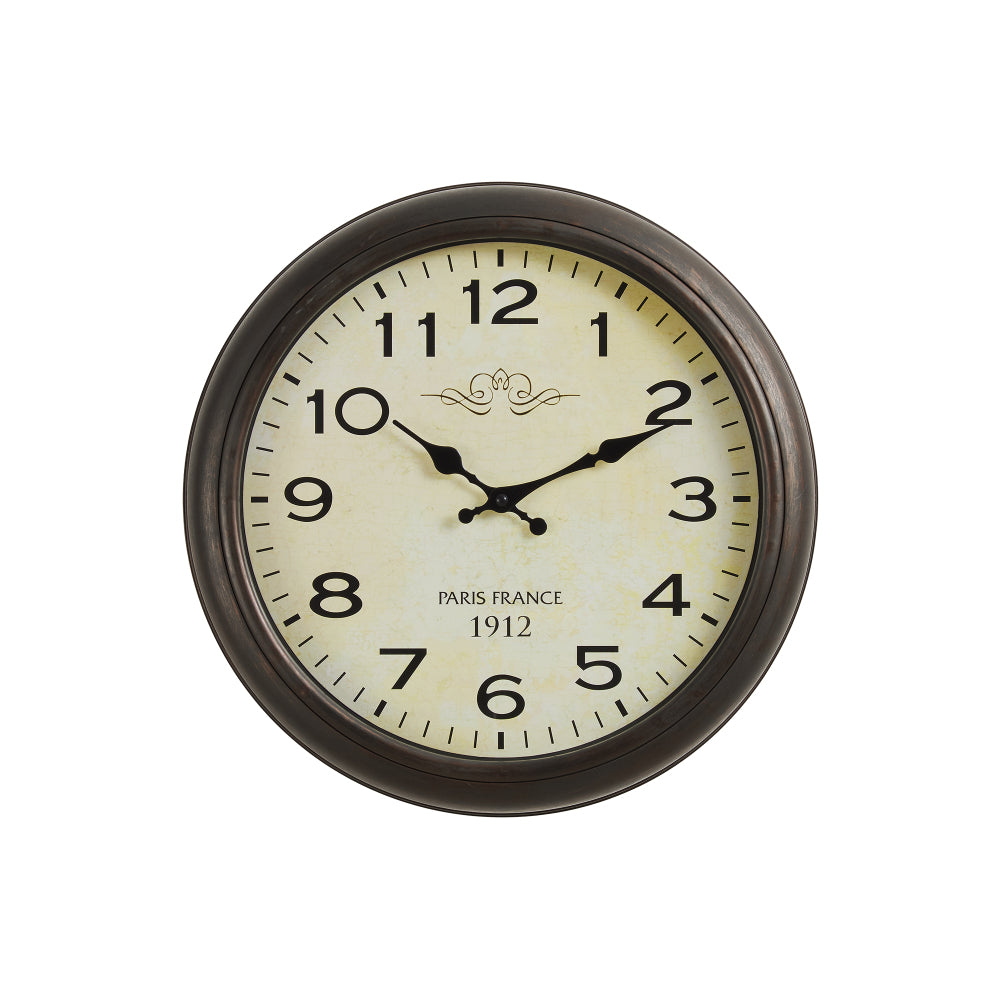 Clocks, 16" Round, Wall Clock, Antique Brown, Transitional