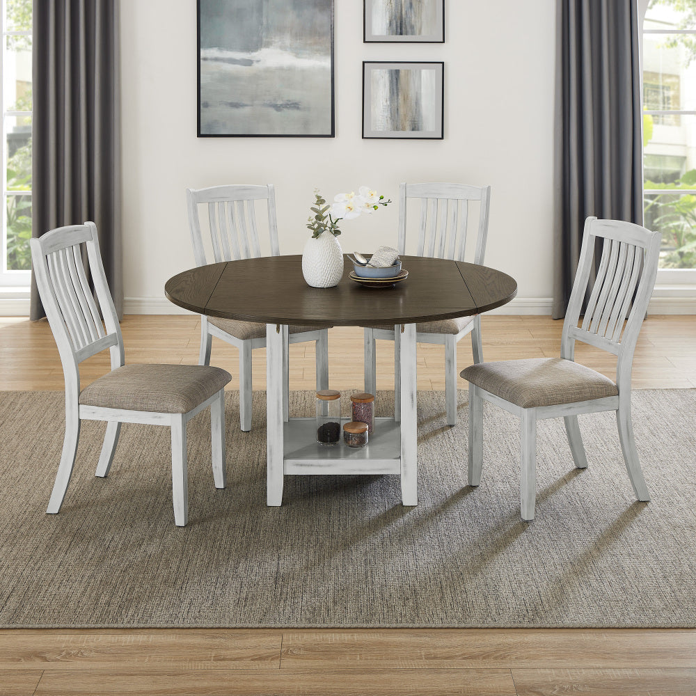 Foldable leaf dining table with storage space, 4-person dining table with 4 chairs, suitable for small restaurants and living rooms, space-saving, solid wood
