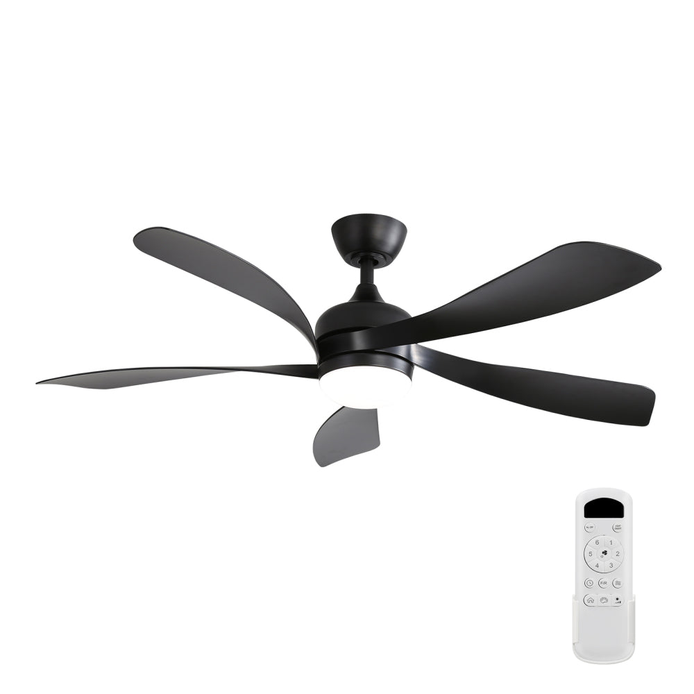 (Same as W882P146902) 52 Inch Modern Led Ceiling Fan With 3 Color Dimmable 5 ABS Blades Remote Control Reversible DC Motor White For Bedroom