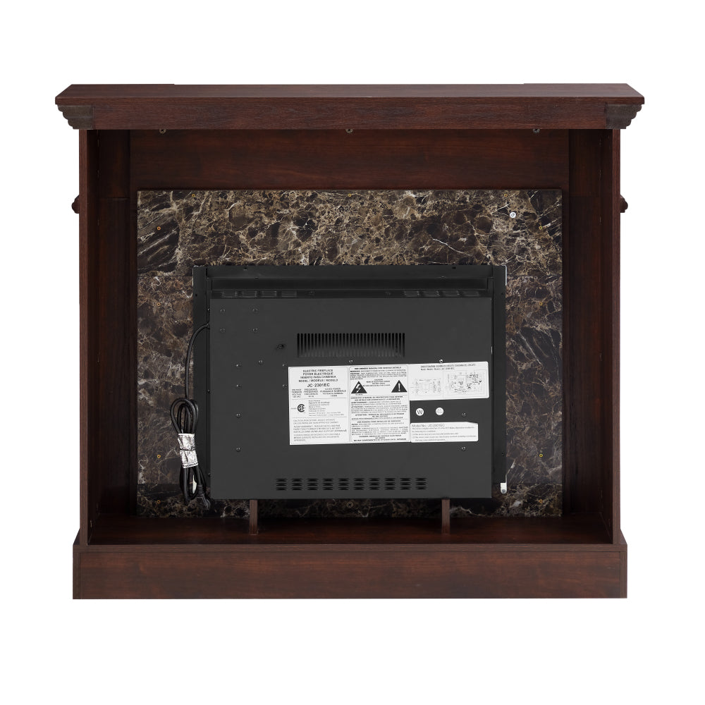 Electric Fireplace with Mantel, Fireplace Mantel, Fireplace Heater Freestanding, Realistic Stacked Stone Surround with Remote Control Timer LED Flame, Cherry, 45.66"W*11.8"D*40"H