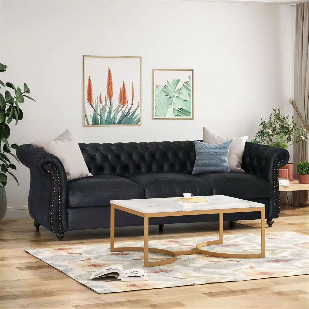 Modern Minimalist 70.75" L-Shape Couch with Chaise, 4-Seater Modular Sectional Sofa, Convertible Upholstered Couches for Living Room Bedroom(Dark Brown, PU)