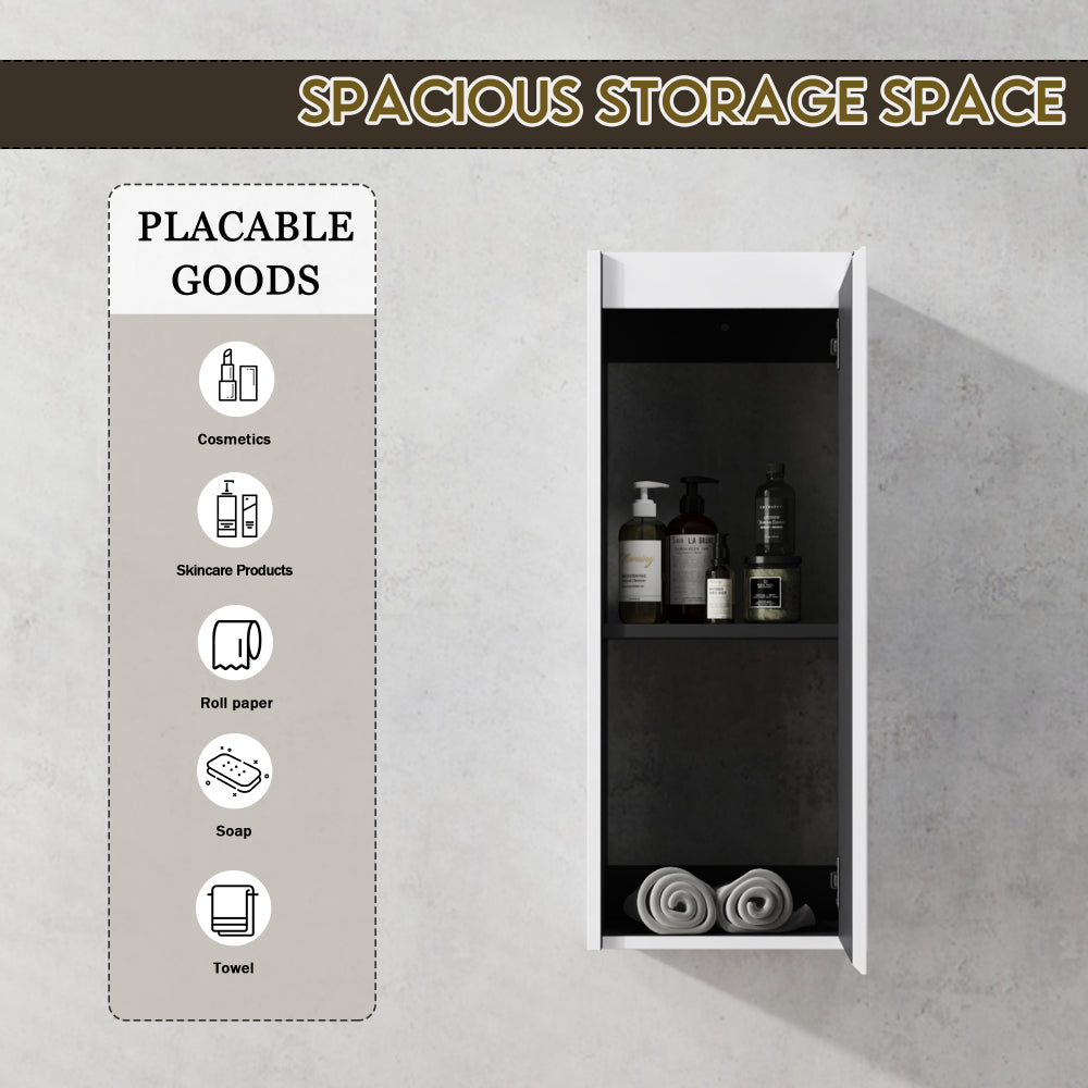 12" Bathroom Side Cabinet,Soft Close Doors,Float Mounting Design,(KD-Packing)