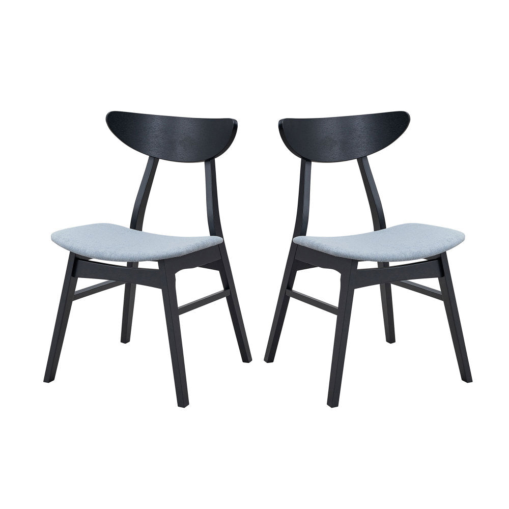 Wooden Dining Table Set, Modern Simple Design Round Kitchen Table and Fabric Upholstered Dining Chairs for Dining Room, Kitchen, Saving Space(1 Table with 4 Chairs),Black