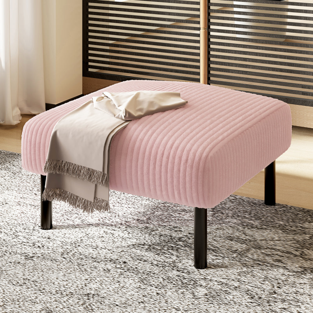 UNITED WE WIN Small Ottoman Footstool with Legs, Corduroy Fabric Ottoman Foot Stool with Soft Padded seat, Square Footstool Footstool for Living Room