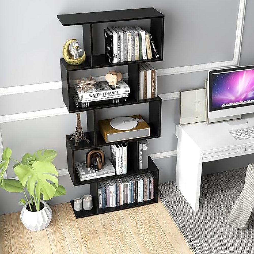 Five layer simple household black bookshelf
