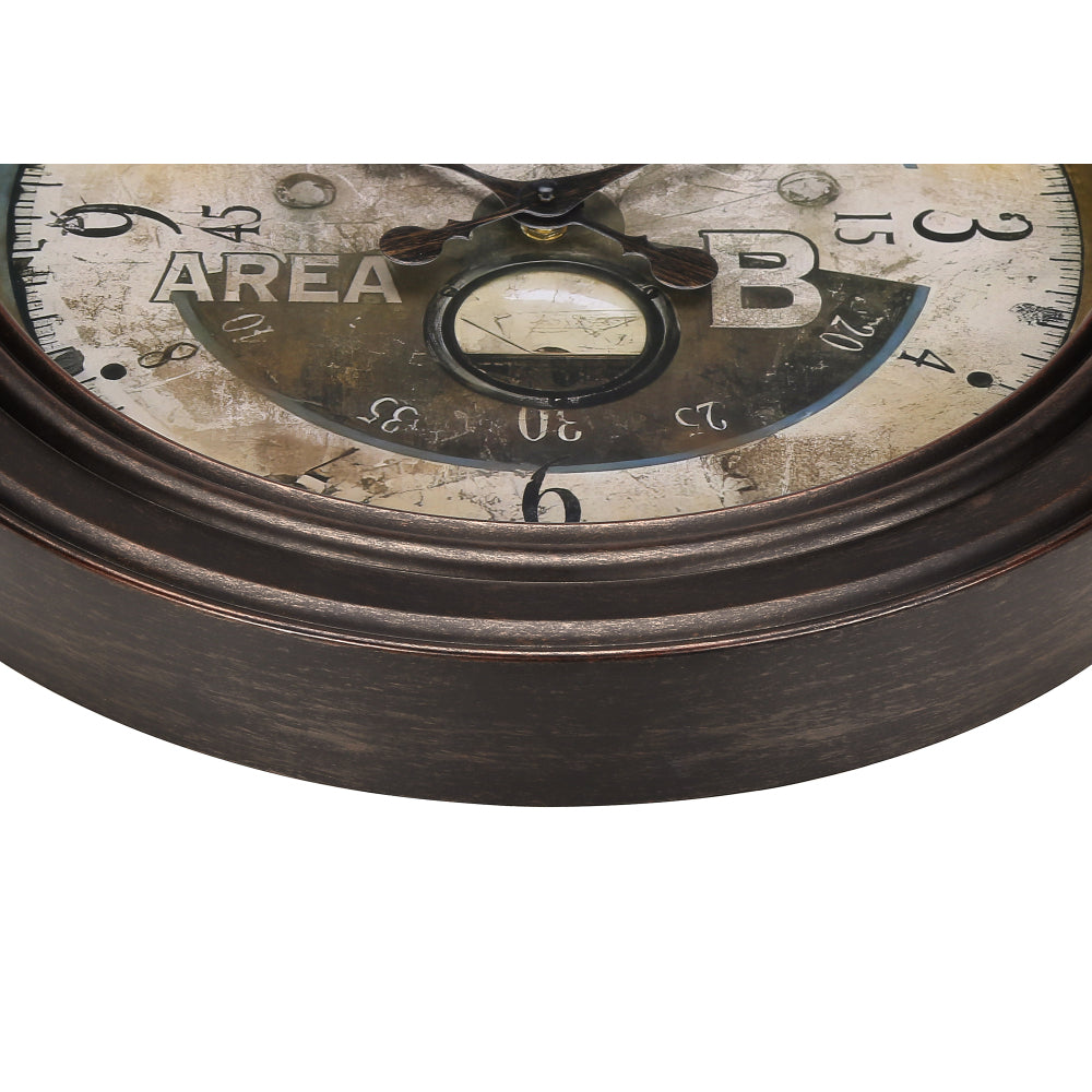 Clocks, 18" Round, Wall Clock, Antique Brown, Traditional