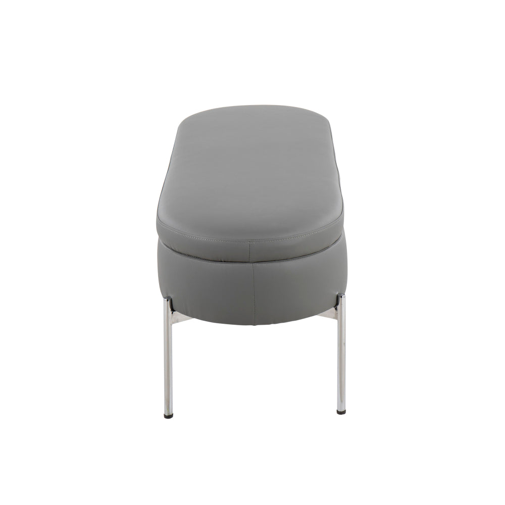 Chloe Contemporary/Glam Storage Bench in Chrome Metal and Grey Faux Leather by LumiSource