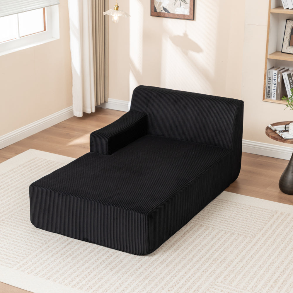 Right Armrest Chaise Lounge Chair Upholstered Sofa Bed No Assembly Required,Oversized Sleeper Chair in Box for Living Room, Movie Room, Bedroom (Single)