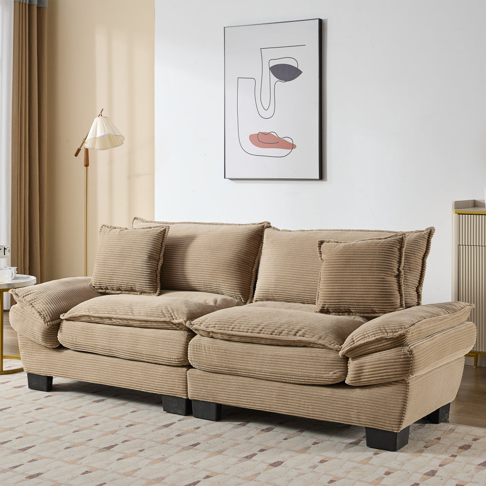 Corduroy Sofa Sleeper Couch Loveseat Sofa with Pillows Comfy Upholstered Deep Seat Sofa for Bedroom,Living Room,Apartment,Office,Dorm-Blue Corduroy