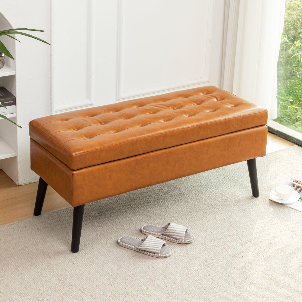 Storage Bench with Storage Bench for Bedroom End of Bed Bench Foot of Bed Bench Entryway Bench Storage Ottoman Bench 43.7" W x 18.1" D Black Linen Bench