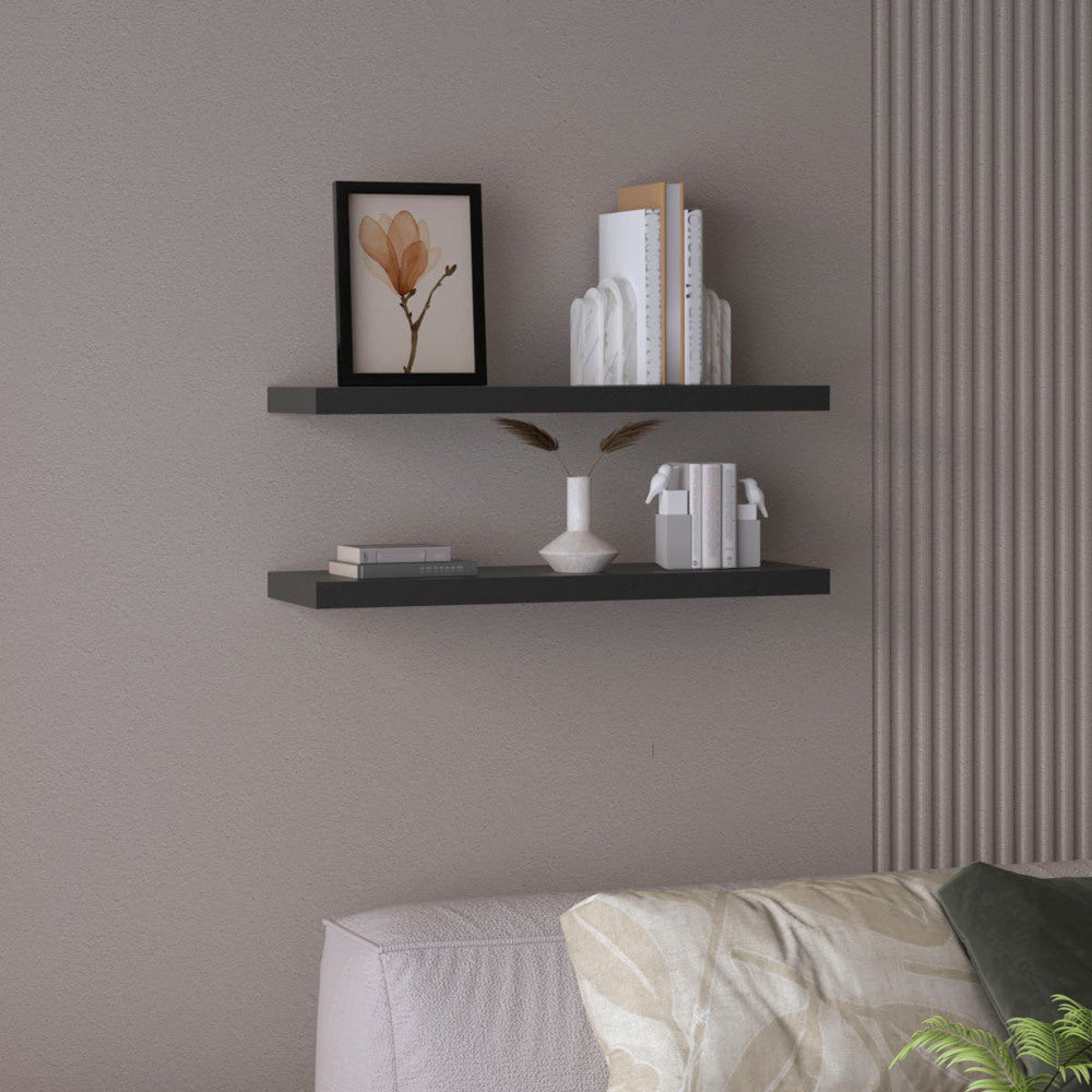 Ecco 31.5" Wide  Floating Shelves Set of 2, Shelves for Wall Decor for Bedroom, Bathroom Storage Shelves, Book Shelves for Living Room