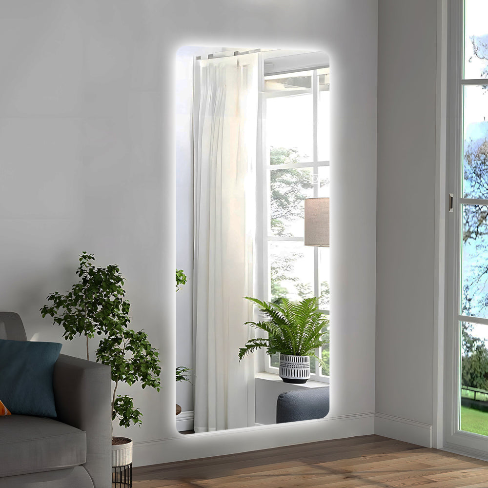 65x21in Full Body Mirror with Lights Full length mirror wall hanging type Suitable for bedrooms, dimming and 3 color lighting