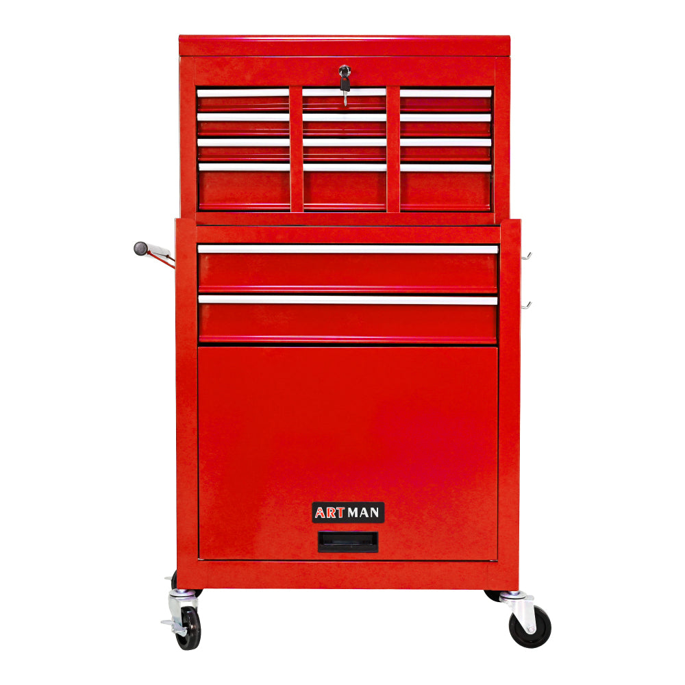 High Capacity Rolling Tool Chest with Wheels and Drawers, 8-Drawer Tool Storage Cabinet--RED