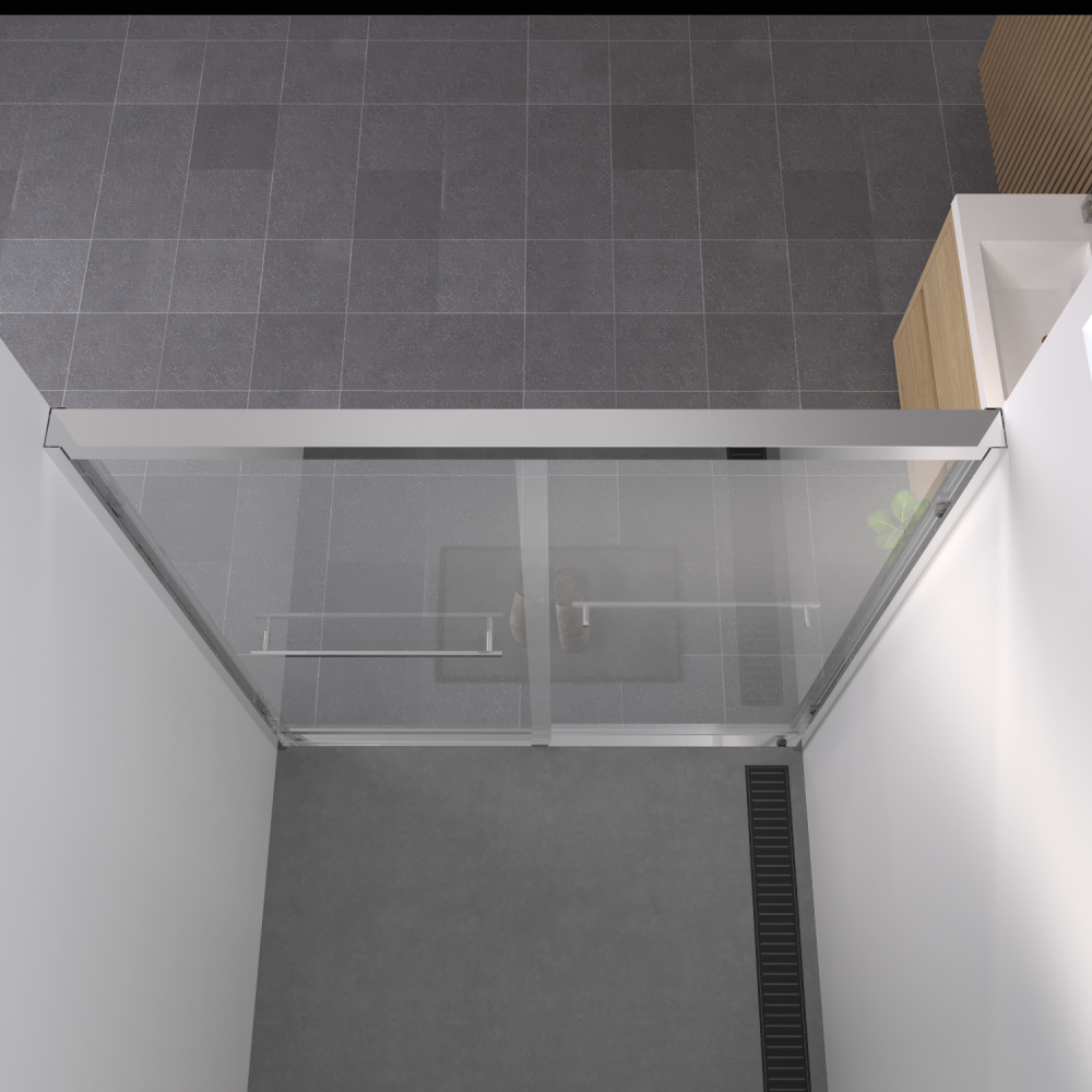 56-60"x74" Aluminum Frame Double Sliding Shower Door,Bypass Bathroom Sliding Door with Premium 1/4" (6mm) Clear Tempered Glass, Chrome Hardware Sliding Glass Shower Enclosure,Chrome  Finished