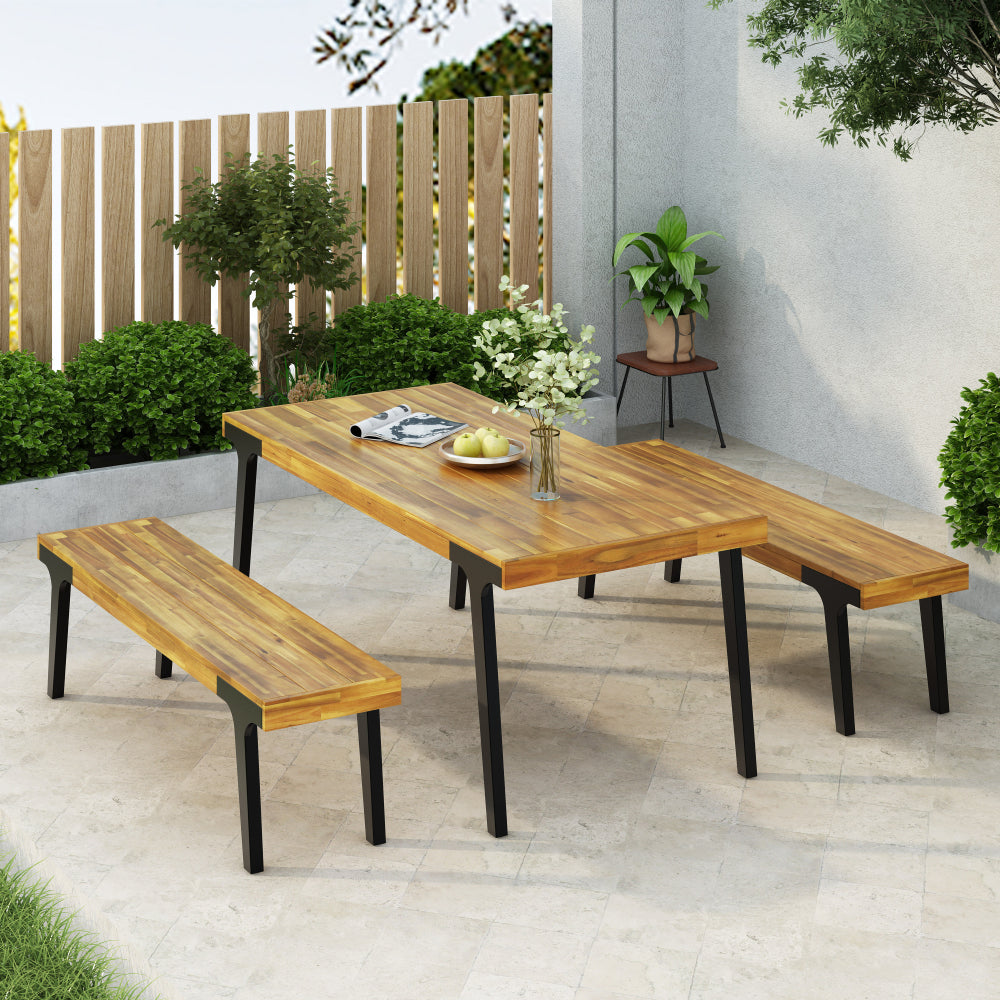 1 DINING TABLE+2 DINING BENCHES
